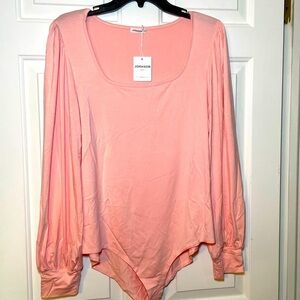 Jorasob Collection Woman’s Body Suit XXL Long Sleeve Pink NEW Scoop Neck